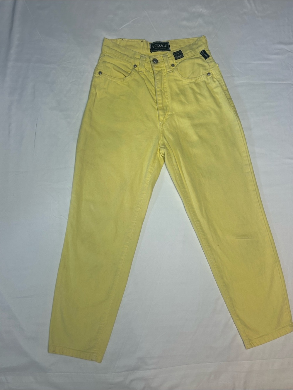 Vintage Versace Jeans Couture Yellow High-Rise Jeans — Size 26 / IT 40